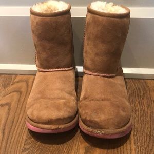Kids brown and pink UGG boots